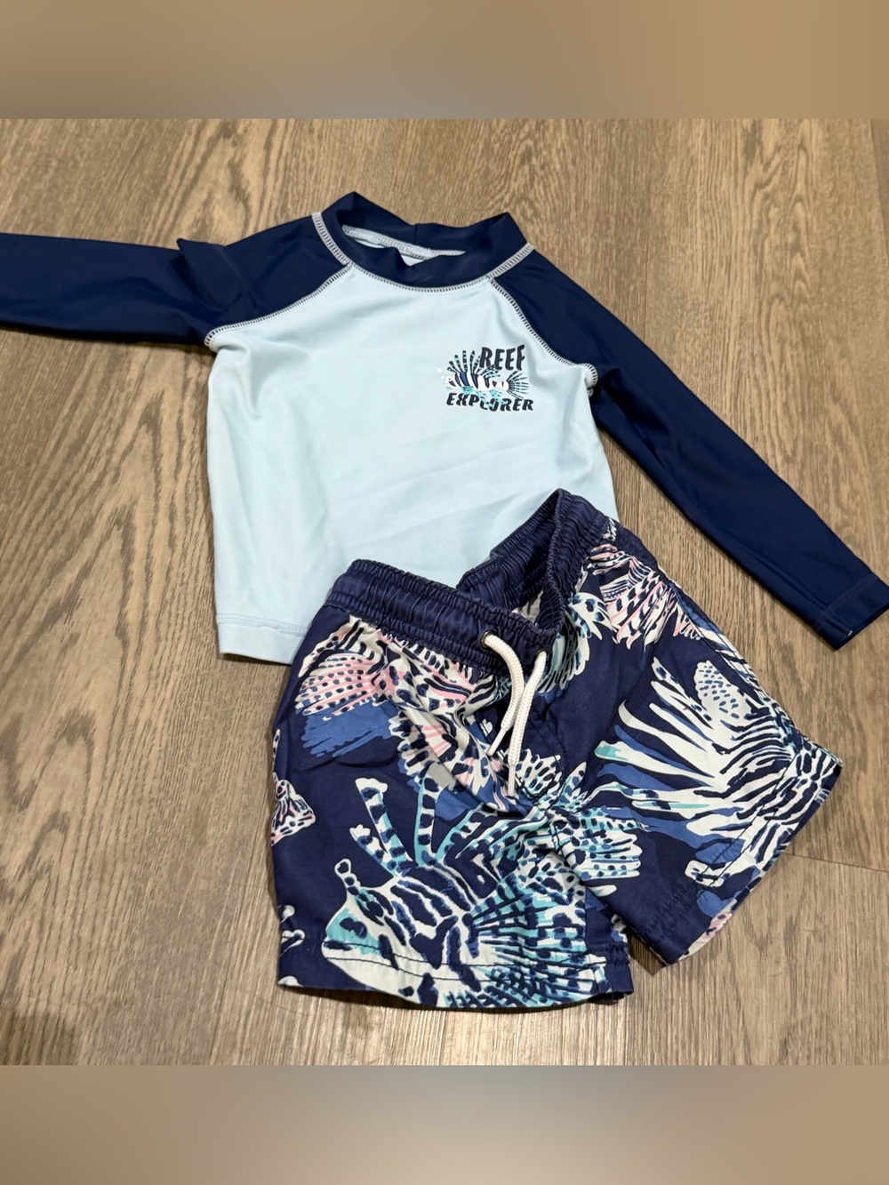 Carter's Boys Rash Guard Swimsuit Blue Reef Explorer 12 Months